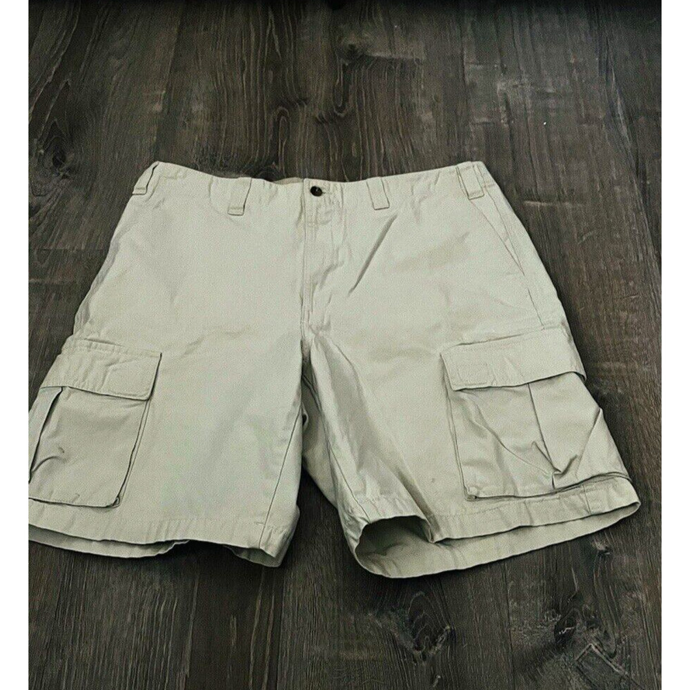 Eddie Bauer Shorts Mens 38‎ Large Off White Cargo Zip Pockets Outdoor Hike 38x10